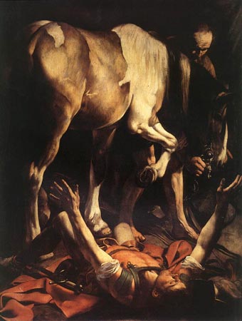 La conversión de San Pablo (óleo de Caravaggio, c. 1600)